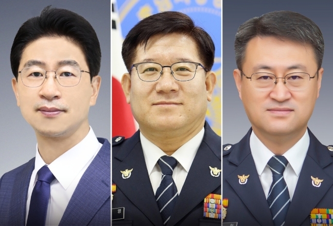 (왼쪽부터) 치안정감 승진자인 김봉식 경찰청 수사국장·이호영 행안부 경찰국장·김도형 경기북부경찰청장(경찰청 제공)