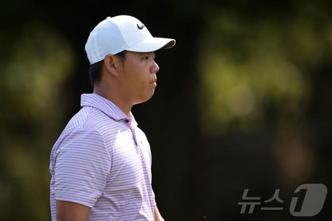 김주형이 PGA투어 트래블러스 챔피언십에서 이틀째 단독 선두를 지켰다. ⓒ AFP=뉴스1