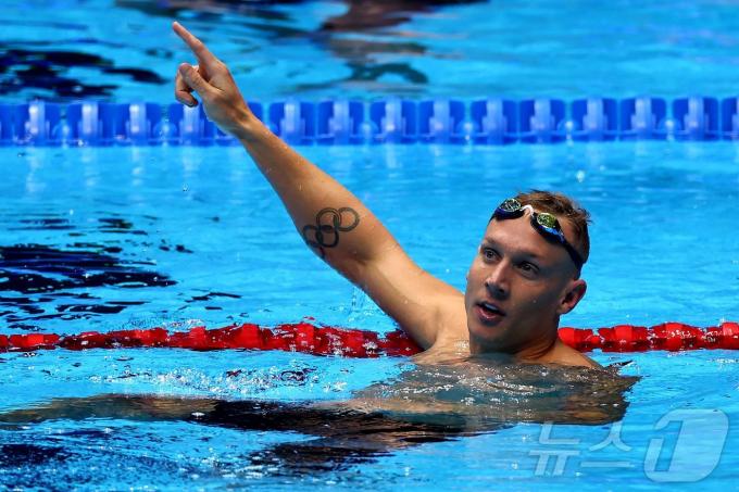 미국 수영스타 케일럽 드레슬이 2024 파리 올림픽 남자 자유형 50m 출전권을 획득했다. ⓒ AFP=뉴스1