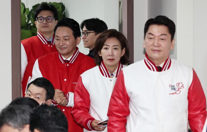 왼쪽부터 한동훈 전 비대위원장(왼쪽부터)과 원희룡, 안철수, 나경원 의원./사진=뉴스1