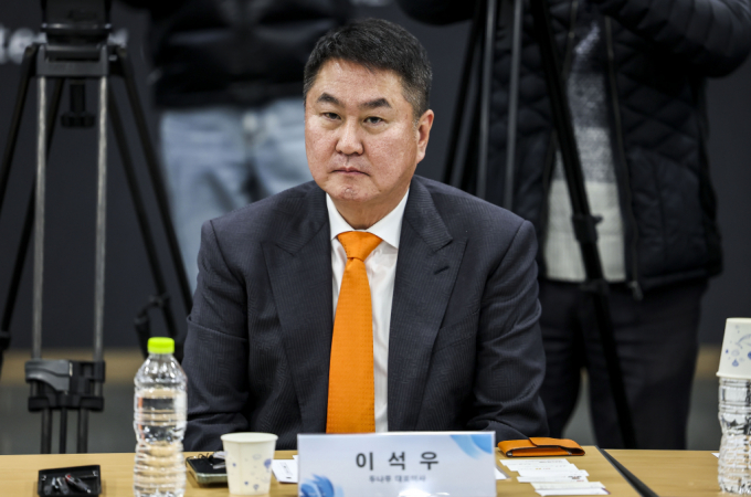  이석우 두나무 대표이사가 7일 서울 마포구 프론트원에서 열린 금융감독원장-가상자산사업자 CEO 간담회에 참석했다./사진=뉴시스