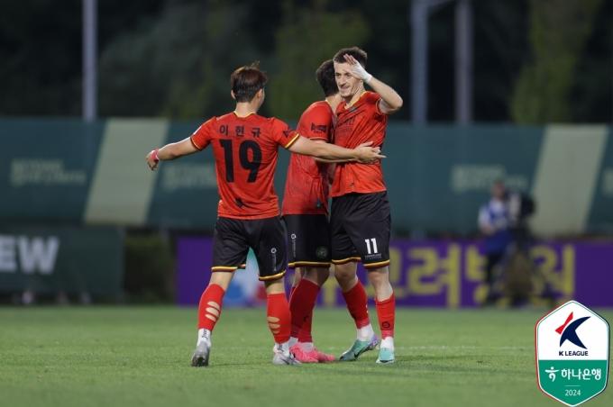 3경기 연속 무패로 K리그2 3위에 자리한 김포FC. (한국프로축구연맹 제공)