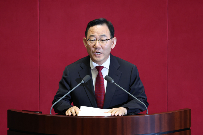 국회 본회의에서 주호영 국민의힘 의원(대구 수성갑)이 제22대 국회 전반기 국회부의장으로 선출됐다. 사진은 주 의원이 27일 서울 여의도 국회에서 열린 제415회국회(임시회) 제3차 본회의에서 당선인사를 하는 모습. /사진=뉴시스