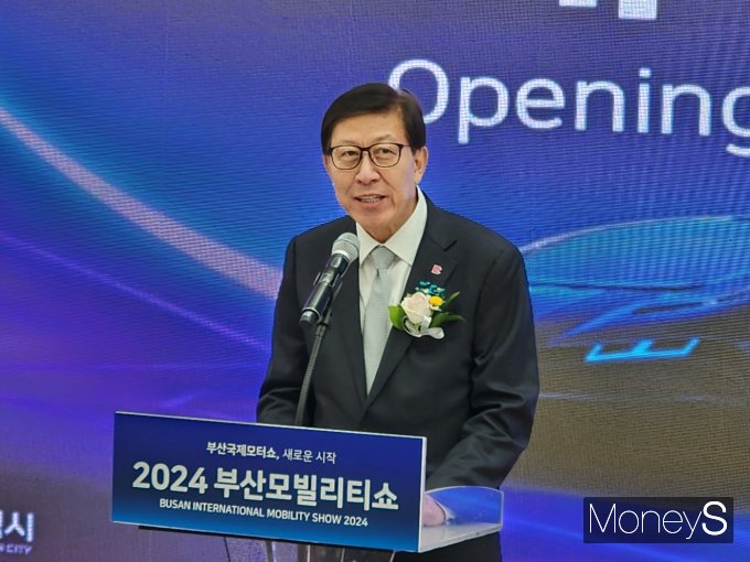 2024 부산모빌리티쇼 개막식 축사 중인 박형준 부산시장  /사진=박찬규 기자