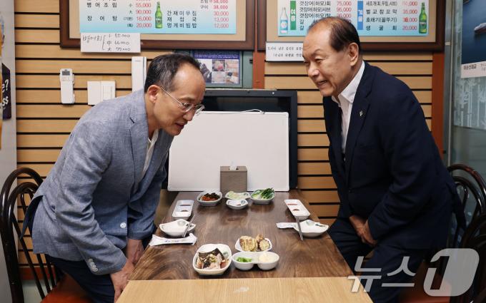 [사진] 황우여 비대위원장, 추경호 원내대표 만나 당무 복귀 설득