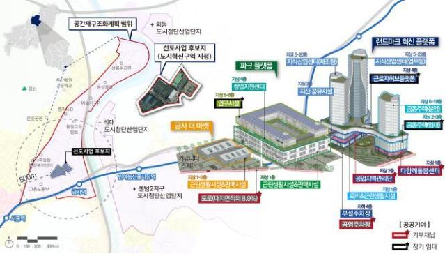 금사공단 파크랜드 부지 위치 및 조감도/사진=부산시