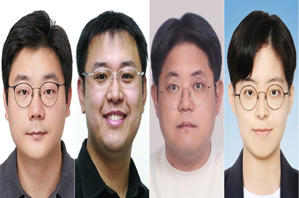 2분기 체육기자상을 받은 SBS 하성룡, 중앙일보 송지훈, 스포츠서울 김동영·황혜정 기자(왼쪽부터). (한국체육기자연맹 제공)