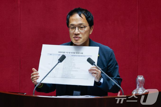 [사진] 박주민 '대정부질문 기간 중 안건 처리 사례는?'