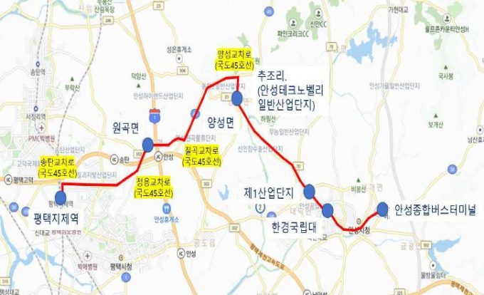경기도 주관 공공관리제 노선신설 "안성종합버스터미널 ~ 평택지제역 일반 시내버스" 신설 / 사진=안성시