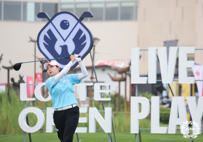 김효주의 KLPGA 투어 롯데 오픈 1라운드 경기 모습. /사진= KLPGA
