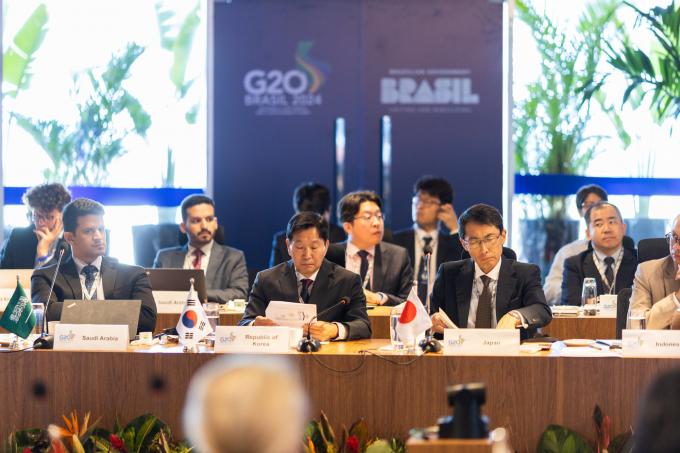 송인창 G20국제협력대사가 3~5일 브라질 리우데자네이루에서 열린 제3차 G20 셰르파 회의에 참석하고 있다.(외교부 제공)