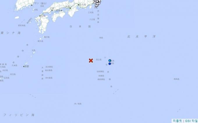 일본 기상청은 8일 오전 5시 2분(한국시간) 일본 시즈오카현 하마마쓰시 남쪽 855km 해역에서 규모 6.3의 지진이 발생했다고 밝혔다. 사진은 일본 기상청 자료 화면 캡처.
