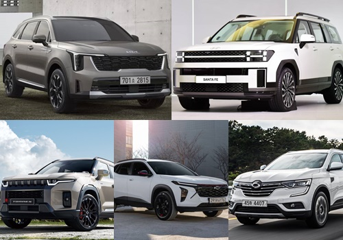 SUV 싼타페, 쏘렌토, 토레스, 트랙스크로스오버, QM6 모습/사진=각사 제공