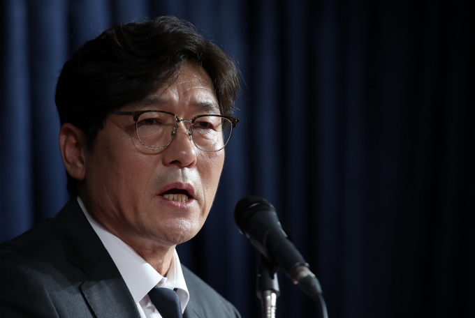 이임생 대한축구협회 기술총괄이사가 8일 홍명보 감독 선임 관련 브리핑을 하고 있다. /사진= 뉴스1