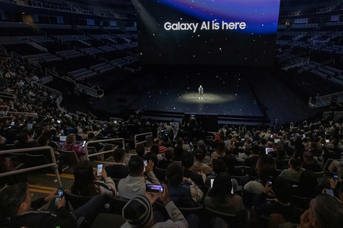 삼성전자 MX사업부장 노태문 사장이 지난 1월17일(현지시각) 미국 새너제이에 위치한 SAP센터에서 개최된 '갤럭시 언팩 2024'에서 기조 연설을 하고 있다. /사진=삼성전자 