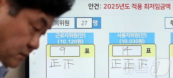 [사진] 2025년도 최저임금 1만 30원으로 결정, 브리핑 준비하는 이인재 위원장
