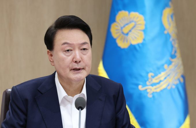 윤석열 대통령이 '한·미 한반도 핵억제 핵작전 지침'을 승인하는 공동성명을 채택했다고 밝혔다. 사진은 윤 대통령이 16일 서울 용산 대통령실 청사에서 열린 국무회의에서 발언하는 모습. /사진=뉴시스(대통령실통신사진기자단) 