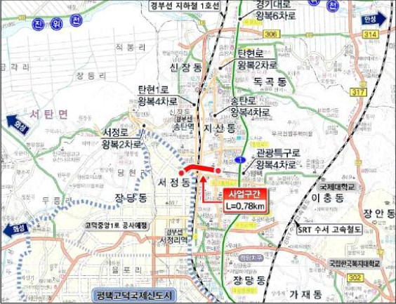평택시는 고덕국제신도시와 송탄 원도심을 연결하는 780m 길이의 지하도로를 2025년 착공한다. / 사진제공=평택시