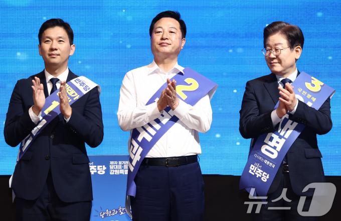 [사진] 강원도 찾은 민주당 당대표 후보들