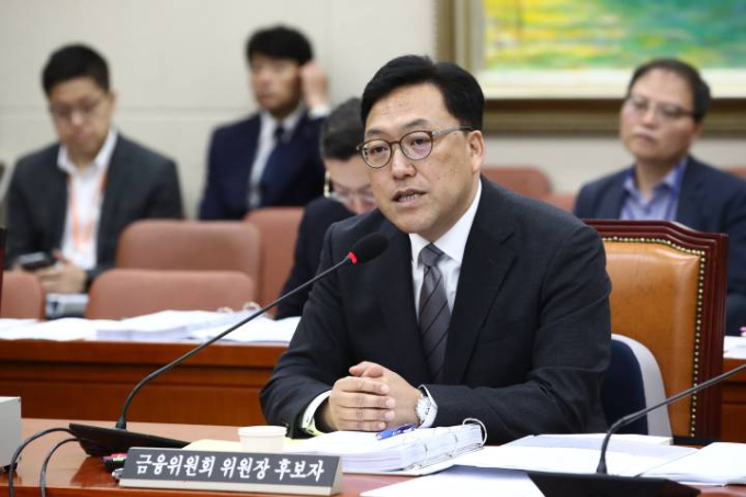 김병환 금융위원장 후보자가 22일 오전 서울 여의도 국회 정무위원회 전체회의장에서 열린 인사청문회에 출석해 의원 질의에 답하고 있다./사진=뉴스1