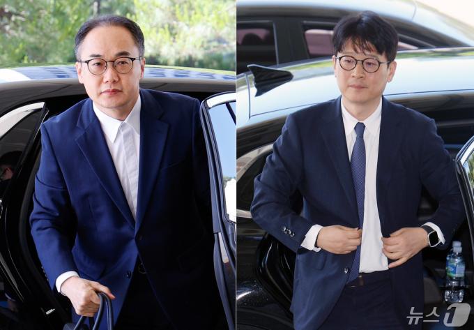 이원석 검찰총장(왼쪽)과 이창수 신임 서울중앙지검 검사장이 16일 오전 서울 서초구 대검찰청과 서울중앙지검으로 출근하고 있다. 2024.5.16/뉴스1 ⓒ News1 박정호 기자,안은나 기자