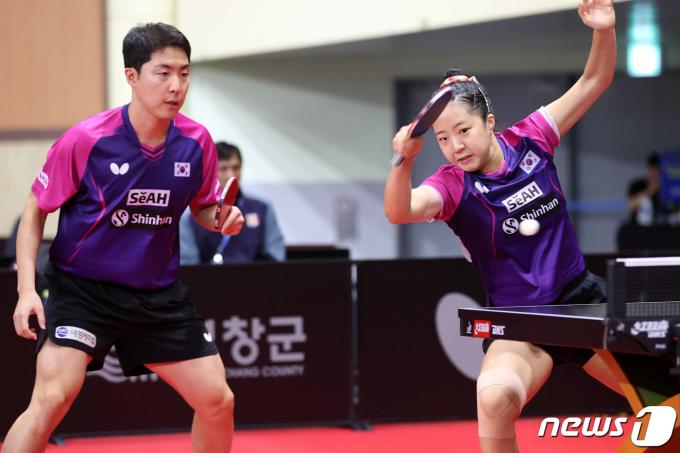 탁구 혼합복식 임종훈-신유빈 조. (2023 평창아시아탁구선수권대회 조직위원회 제공)
