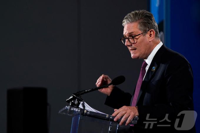 11일(현지시간) 미국 워싱턴에서 열린 나토 창설 75주년 기념 정상회의에서 키어 스타머 영국 총리가 언론에 브리핑하고 있다.2024.07.11/ ⓒ 로이터=뉴스1 ⓒ News1 이강 기자