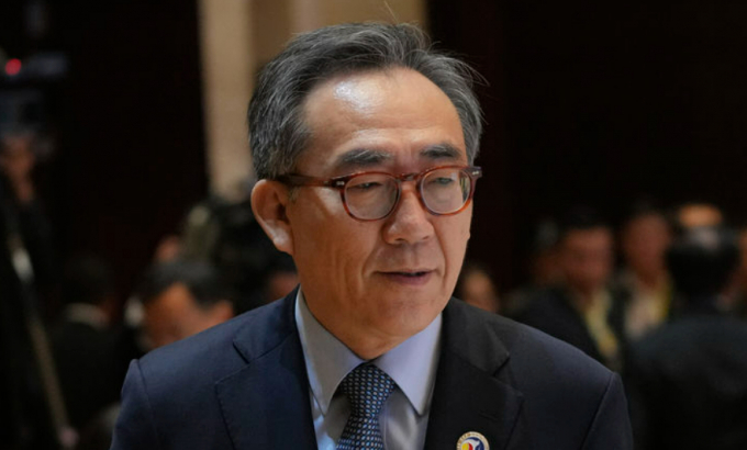 사진은 지난 26일(현지 시각) 라오스 비엔티안 내셔널컨벤션센터(NCC)에서 열린 제27차 한-아세안(ASEAN·동남아시아국가연합) 외교장관 회의에 참석한 조태열 외교부 장관. /사진=뉴시스