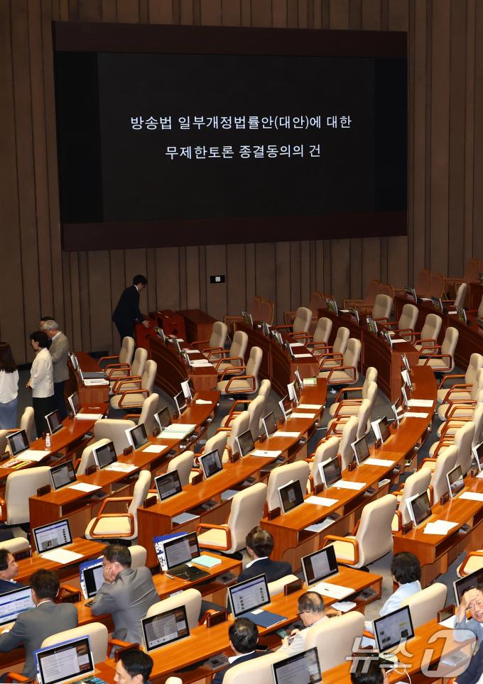[사진] 무제한토론 종결동의의 건 투표, 여당 빈자리
