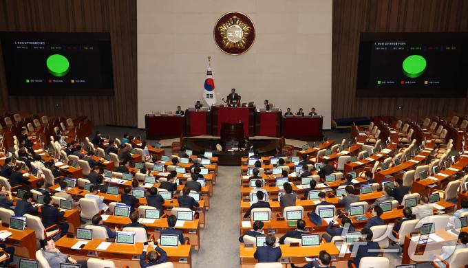 [사진] 국회 본회의 방송법 개정안 찬성 189표 통과