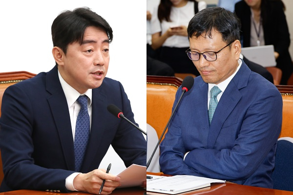 구영배 큐텐 대표가 미국 이커머스 플랫폼 위시를 인수할 때 티몬과 위메프 정산대금 400억원을 한달 동안 유용한 데 대해 강훈식 더불어민주당 의원이 횡령이라고 지적했다. 사진은 강 의원(왼쪽)과 구 대표. /사진=뉴스1