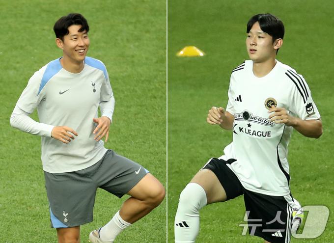 손흥민(왼쪽)과 양민혁. 2024.7.30/뉴스1 ⓒ News1 오대일 기자