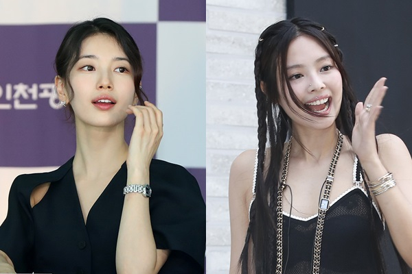 수지와 제니가 영화 '리볼버' 시사회에서 친분을 보여줬다. /사진=뉴스1