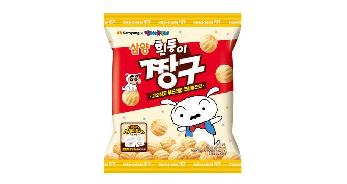 삼양식품이 스낵브랜드 짱구에 인기 캐릭터 '흰둥이' 콘셉트의 크림치즈맛 스낵 '삼양 흰둥이 짱구'를 출시했다. 사진은 삼양 흰둥이 짱구 제품 사진. /사진=삼양식품