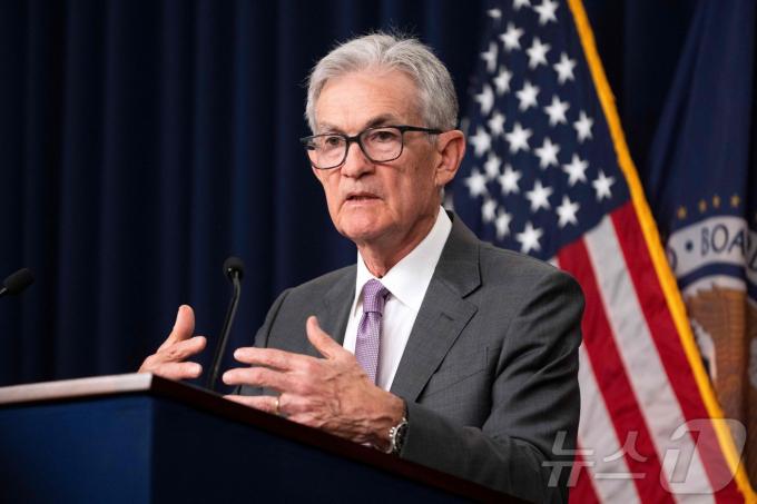 제롬 파월 미국 연방준비제도(Fed·연준) 의장이 7월 31일 기준 금리를 동결한 FOMC 회의를 마친 뒤 기자회견을 갖고 있다. ⓒ AFP=뉴스1 ⓒ News1 우동명 기자