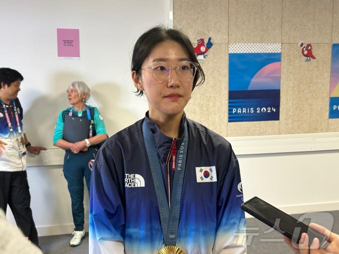 3일(한국시간) 프랑스 샤토루 사격장에서 열린 2024 파리 올림픽 여자 25m 권총 결선에서 금메달을 딴 양지인. 2024.8.3/뉴스1 ⓒ News1 문대현 기자