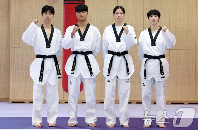태권도 국가대표팀 박태준, 서건우, 김유진, 이다빈(왼쪽부터). /뉴스1 ⓒ News1 박정호 기자