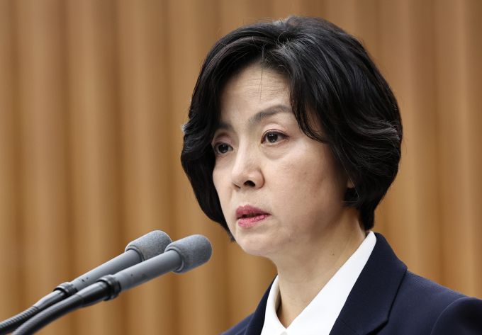 윤석열 대통령이 6일 이숙연 신임 대법관 임명안을 재가했다. 사진은 이 대법관이 지난달 25일 서울 여의도 국회에서 열린 국회 인사청문특별위원회 인사청문회에서 업무보고를 하는 모습. /사진=뉴스1