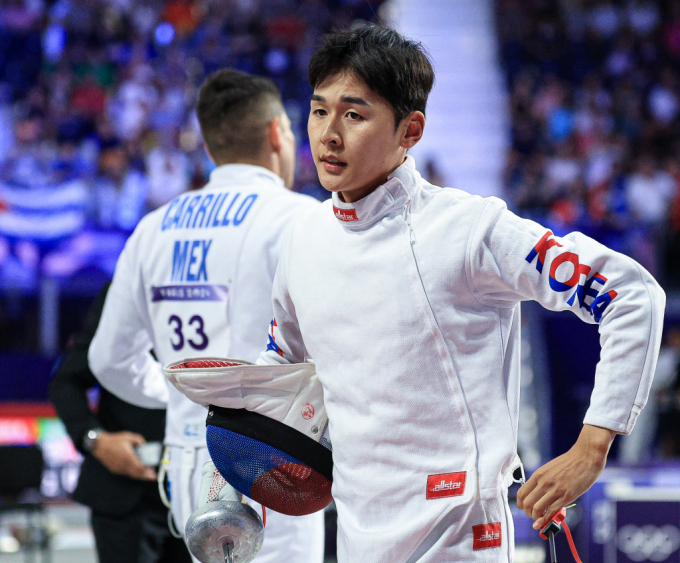 전웅태가 2024 파리올림픽 근대 5종 펜싱 랭킹라운드에서 4위를 차지했다. 사진은 8일(한국시각) 펜싱 경기를 치르는 전웅태의 모습. /사진=뉴스1   