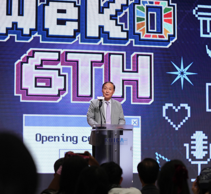 코이카가 글로벌 서포터스 위코(WeKO) 6기 활동의 시작을 알리는 발대식을 개최했다. 발대식에는 장원삼 코이카 이사장과 함께하는 미션 등 다양한 행사가 준비됐다. 9일 경기도 성남시 코이카 본부에서 열린 발대식에서 장 이사장이 격려사를 하고 있다. /사진=코이카