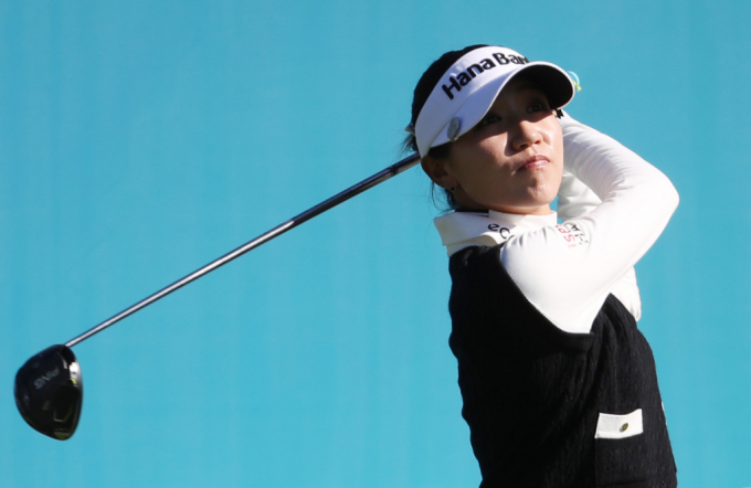  리디아 고가 22일 경기 파주 서원밸리 컨트리클럽 서원힐스에서 열린 LPGA 투어 'BMW 레이디스 챔피언십 2023' 파이널 라운드 1번홀에서 티샷을 하고 있다. /사진=뉴시스