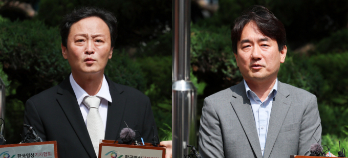  류광진(왼쪽) 티몬 대표와 류화현 위메프 대표가 2일 오후 서울 서초구 회생법원에서 진행되는 기업회생 심문기일 출석에 앞서 취재진 질문에 답하고 있다./사진=뉴스1