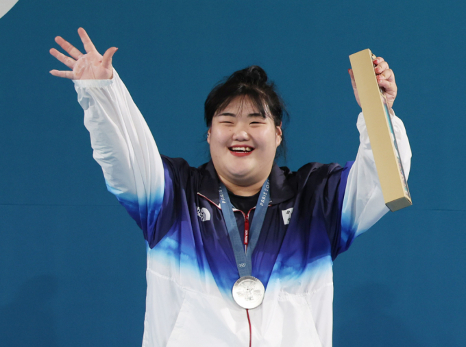 박혜정이 2024 파리올림픽 역도 여자 81㎏ 이상급에서 은메달알 획득했다. /사진=뉴시스