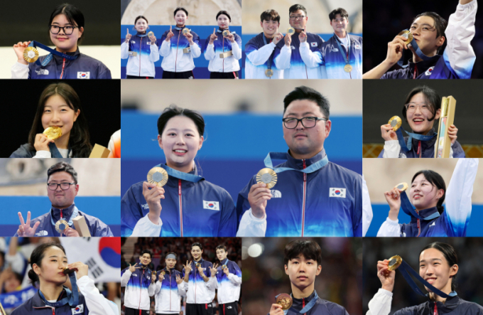 대한민국이 2024 파리 올림픽에서 금메달 13개, 은메달 9개, 동메달 10개 총 32개 메달로 이번 대회를 마쳤다. 사진은 2024 파리 올림픽 한국 금메달리스트들의 모습. /사진=뉴시스