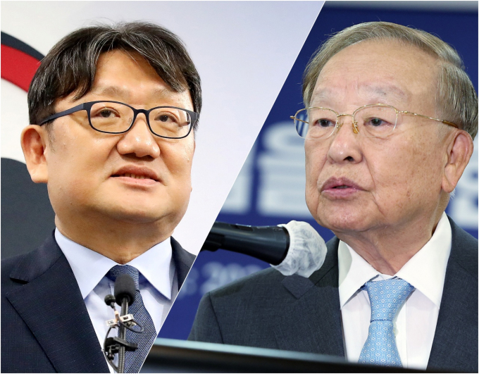 (왼쪽부터)권기섭 신임 경제사회노동위원회 위원장이 손경식 한국경영자총협회(이하 경총) 회장과 만났다. /사진=뉴스1
