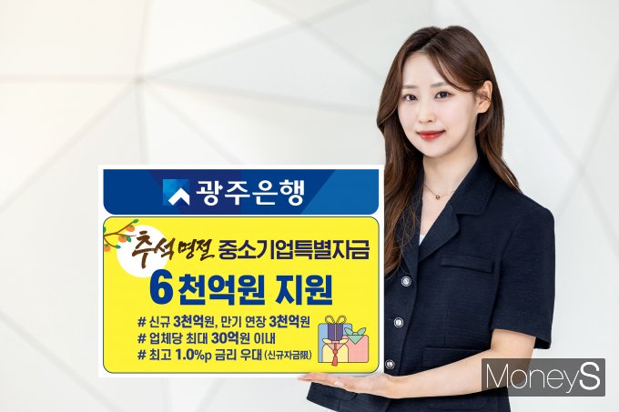 광주은행 홍보 모델이 추석 명절을 맞아 6,000억원 규모의 중소기업특별자금 지원을 알리고 있다/사진=광주은행 제공.