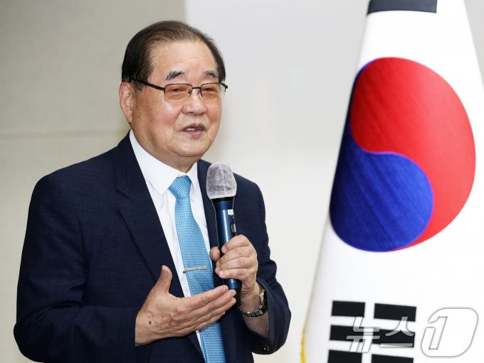 이종찬 광복회장이 14일 오후 서울 영등포구 광복회관에서 열린 유도 은메달리스트 허미미 선수 독립유공자 유족회원증 수여식에서 인사말을 하고 있다. 2024.8.14/뉴스1 ⓒ News1 오대일 기자