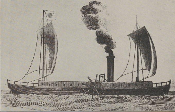 증기선 클레몬트호. (출처: Samuel Ward Stanton, 삽화(1909), Wikimedia Commons, Public Domain)