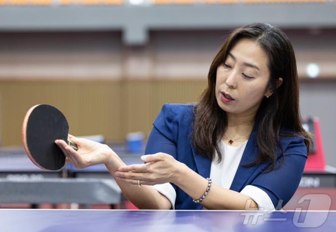 안국희 대한탁구협회 전무이사가 7일 오후 서울 금천구 독산고등학교 탁구전용관에서 뉴스1과 인터뷰를 하고 있다. 2024.7.7/뉴스1 ⓒ News1 이재명 기자