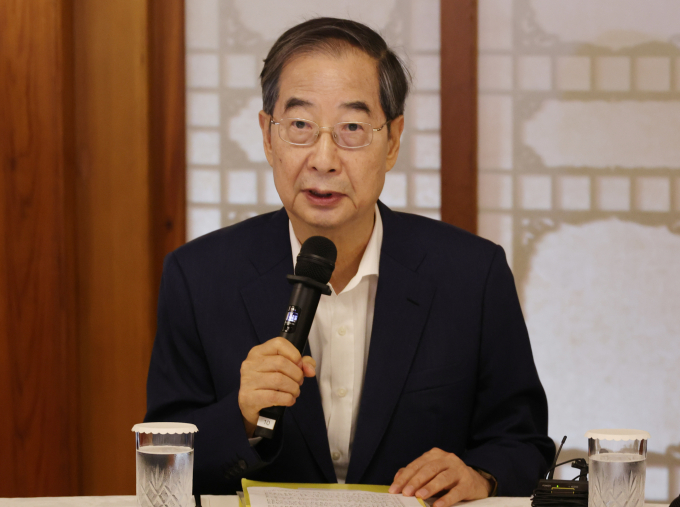 한덕수 국무총리가 태풍 종다리 북상 대비에 만전을 기해달라고 당부했다. 사진은 한 총리가 지난 18일 서울 종로구 삼청동 총리공관에서 열린 고위당정협의회에 참석해 발언하는 모습. /사진=뉴시스 